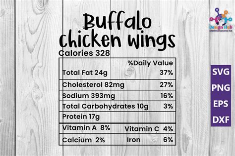 Buffalo Chicken Wings Nutrition Facts Sv Graphic By Designhub103