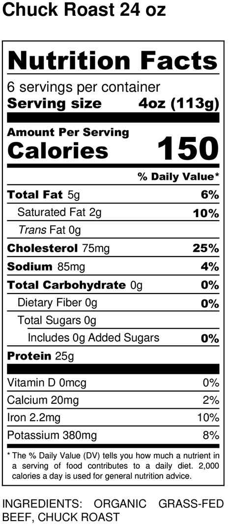 Chuck Roast Nutrition Data