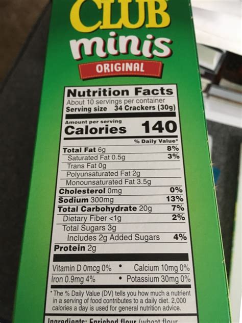 Club Crackers Minis Original Calories Nutrition Analysis Amp More Fooducate