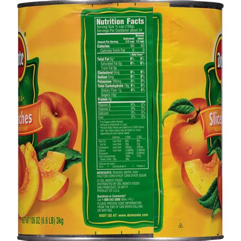 Del Monte Sliced Peaches Nutrition Facts Runners High Nutrition