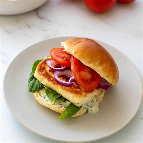 Easy Halloumi Burgers 10 Minute Recipe Hint Of Healthy