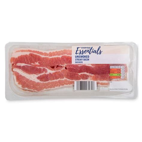 Everyday Essentials Unsmoked Streaky Bacon Rashers 275G Aldi