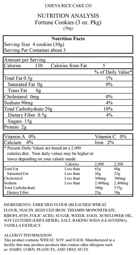 Fortune Cookie Nutrition: 2G Protein