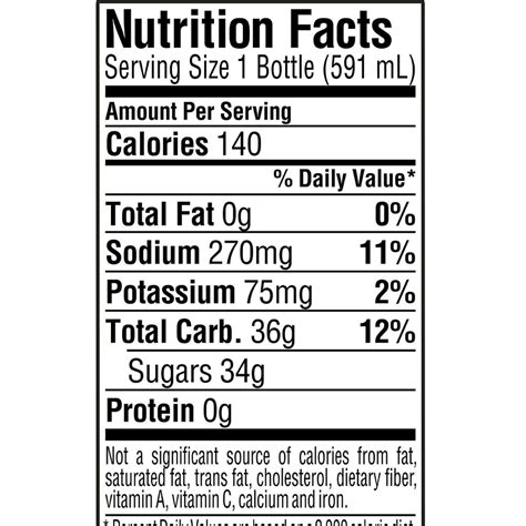 Gatorade 32 Oz Bottle Nutrition Facts Best Pictures And Decription