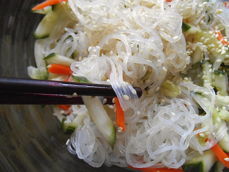 Glass Noodle Salad With Cucumber And Sesame Swirls And Spice