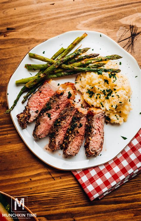 Grilled New York Strip Steak With Fire Roasted Salsa And Grilled Mushrooms And Asparagus