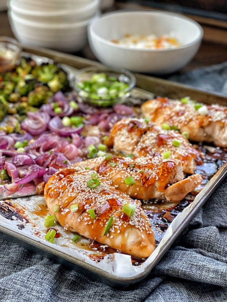 Healthy Sheet Pan Teriyaki Chicken And Vegetables Sweet Savory And Steph