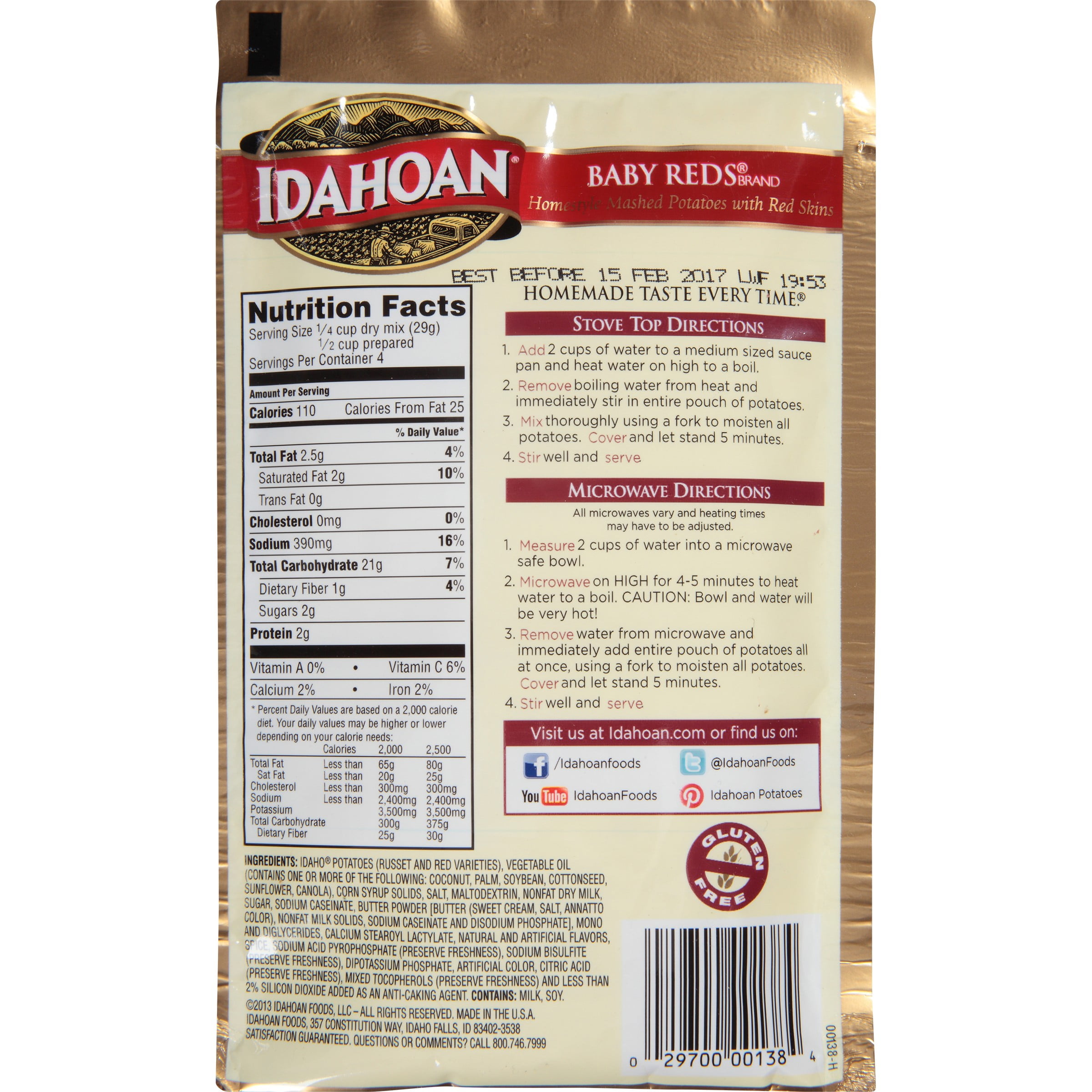 Idahoan Instant Potatoes Nutrition Info Nutrition Pics