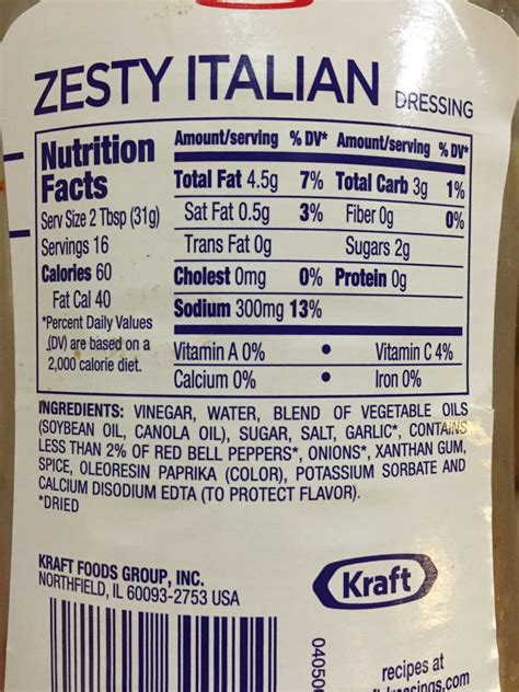 Italian Dressing Nutrition Info