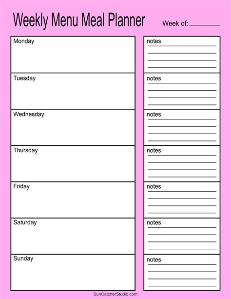 Meal Planners Printable Weekly Menu Templates Pdf Diy Projects Patterns Monograms