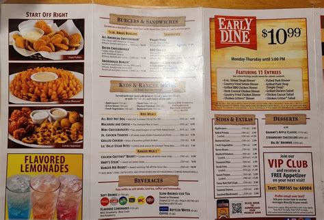 Menu At Texas Roadhouse Bbq Newport News 109 Cybernetics Way