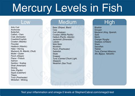 Mercury Levels In Fish And Suggested Servings