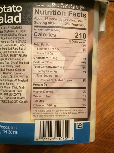 Potato Salad Nutrition Label Espy Golf Swing Coach