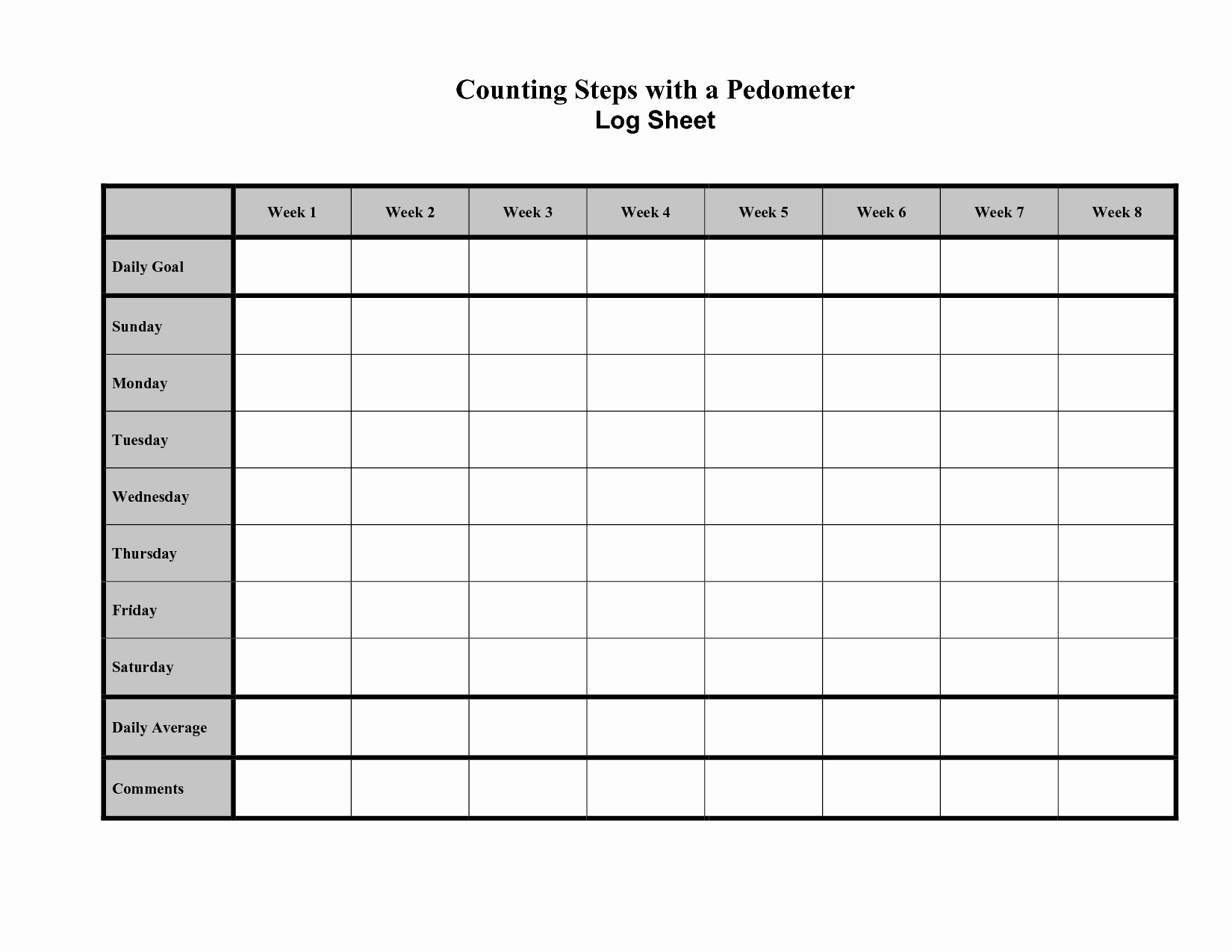 Printable Calorie Chart