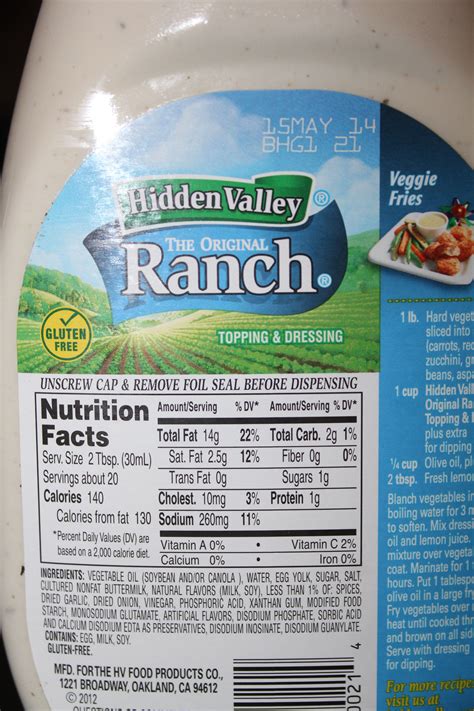 Ranch Sauce Nutrition Facts