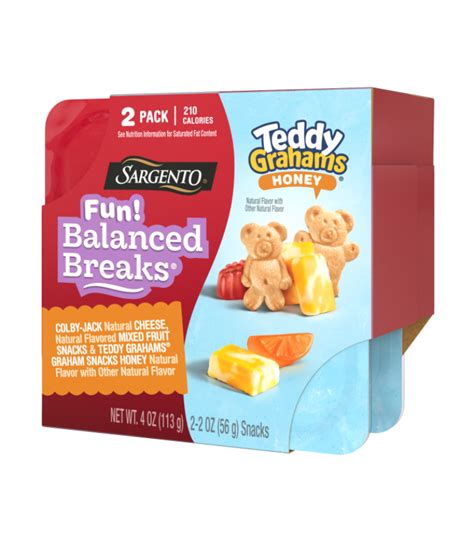 Sargento Fun Balanced Breaks Colby Jack Cheese Mixed Fruit Teddy Grahams Honey Snack Kit 2