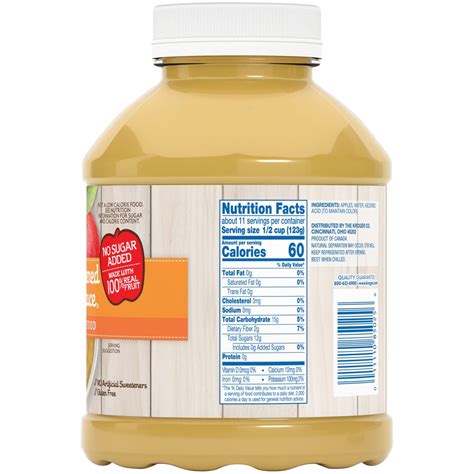 Unsweetened Applesauce Nutrition