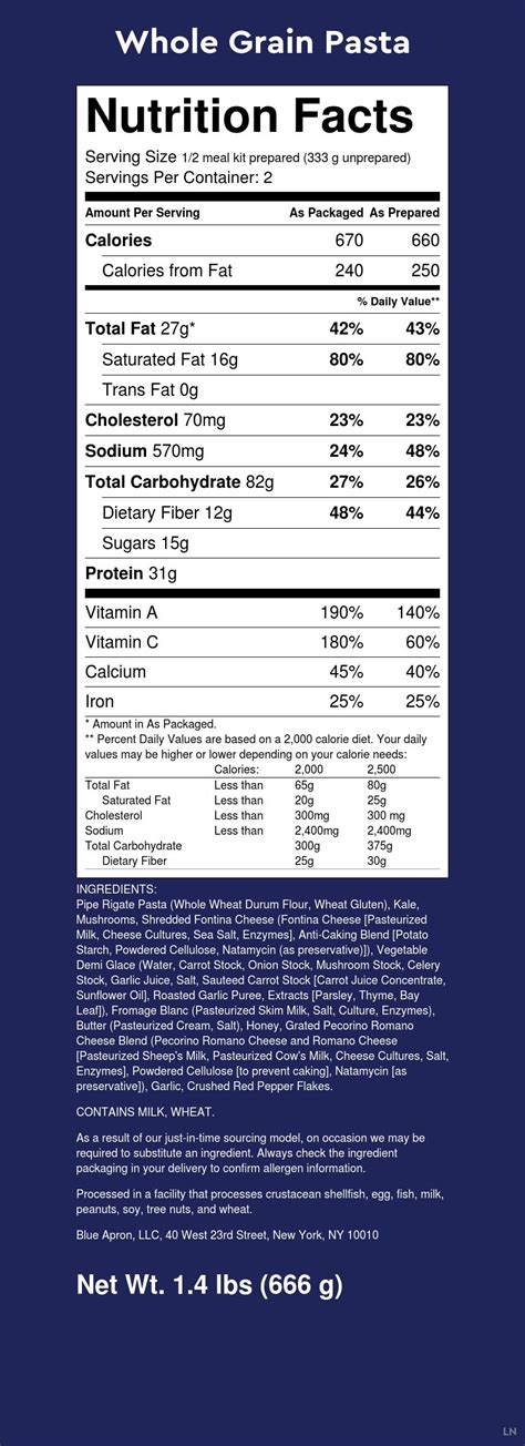 Whole Grain Pasta Nutrition